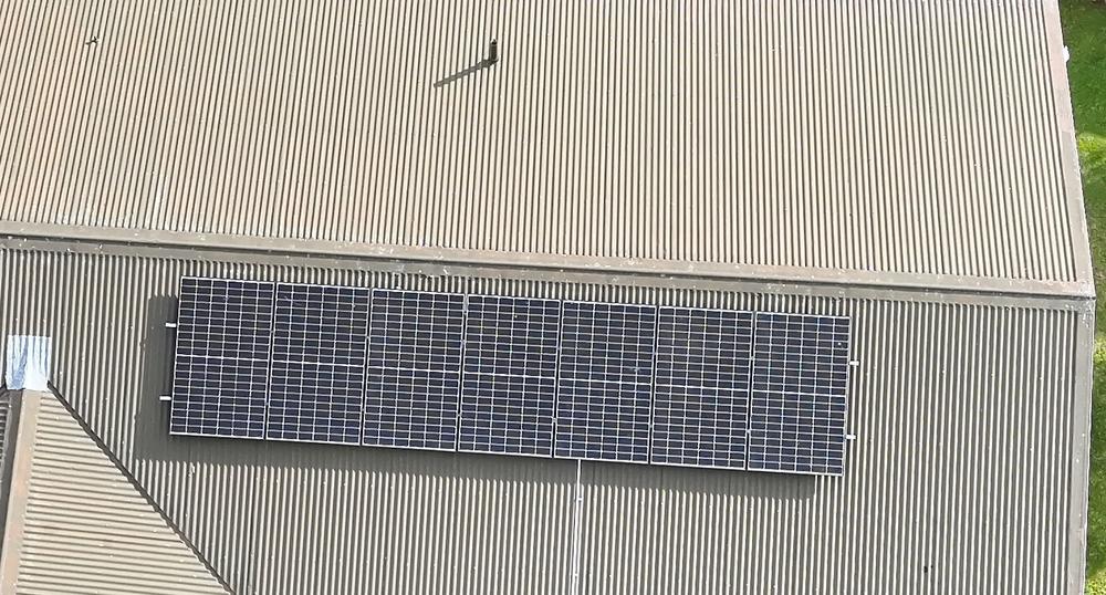 Aerial RGB view of a Waikato roof and solar array from a SkyVector Matrice 4T flight