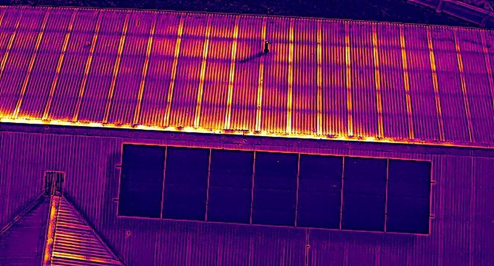 Thermal aerial view of the same roof
